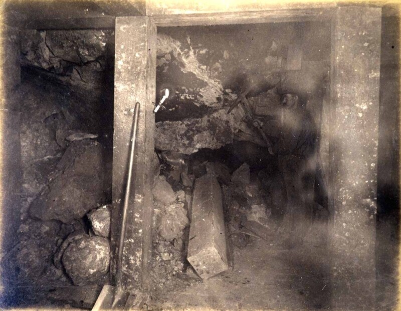 High ore 300 ft. level West Showing ore after blasting