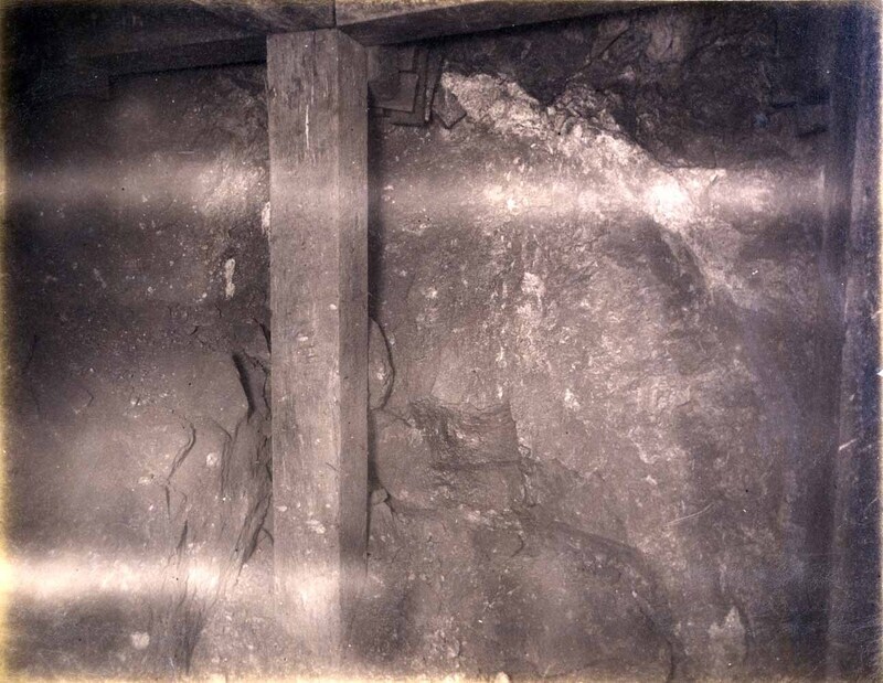 High ore 200 ft. level East Showing ore in hanging wall Ore 15 ft.
